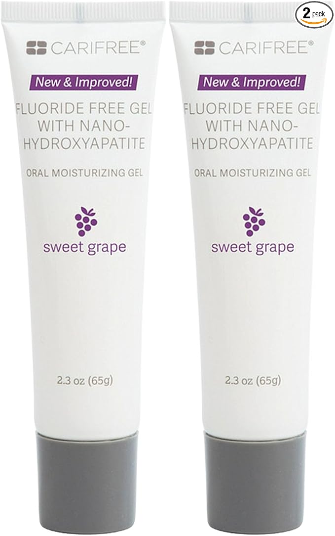 CariFree Fluoride Free Gel, Sweet Grape Flavor, Nano Hydroxyapatite Toothpaste, Neutralizes pH, Freshens Breath & Moistens Mouth, Dentist Recommended for Oral Care (2.3 Ounce (Pack of 2), Sweet Grape)