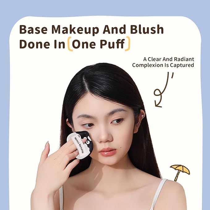 Lamb Toto Airy Marshmallow Puff,Makeup Sponge,Rubycell Material,Pointed Tip for Concealer + Flat Side for Foundation, Longwear Makeup, Travel Friendly & Reusable,2pcs Puffs & Storage Case