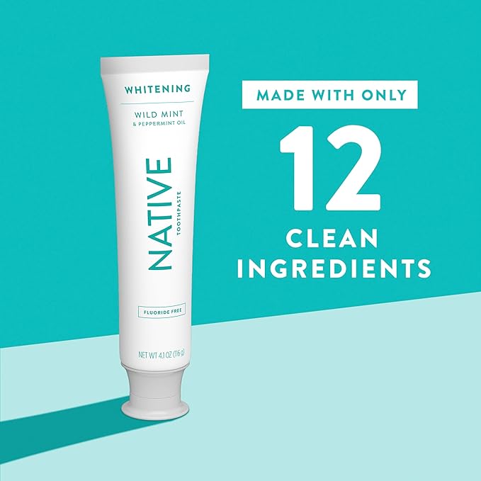 Native Whitening Wild Mint & Peppermint Oil Fluoride Free Toothpaste, 4.1 oz Pack of 3