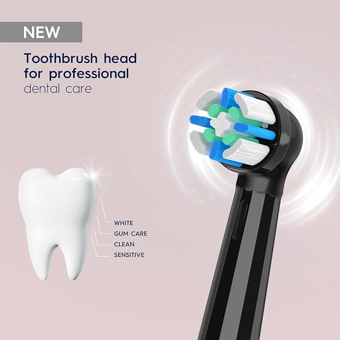 10 Pack Smart Cleaning Replacement Heads Compatible with Oral B iO 2 3 4 5 6 7 8 9 10 Series Electric Toothbrush, Brush Heads Compatible with Oral B iO Electric Handles (Black)