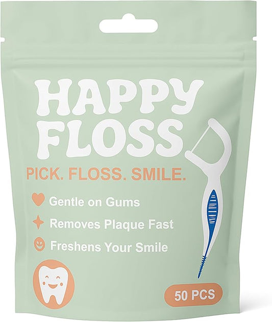 Premium 2-in-1 Dental Floss Picks with Soft Dental Pick – Dual-Action Floss Sticks for Plaque Removal, Gum Care – 50 Count