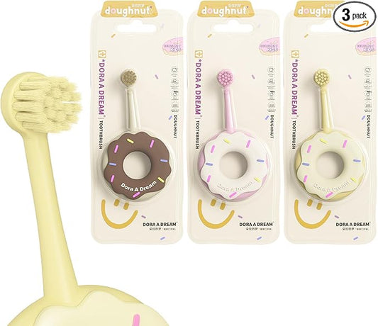 Infant Teething Ring Toothbrush for 0-3 Years, Safe and Soft, Infant Oral Care Teether with Bristles, Gentle on Baby Teeth and Gums, Dentist Recommended (3-Pack)
