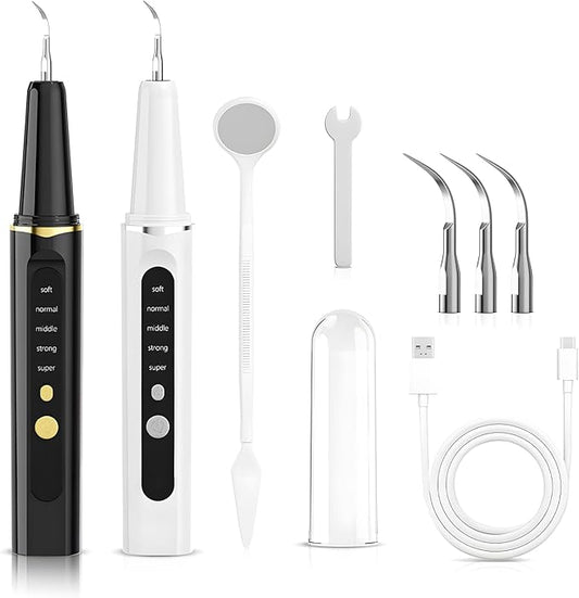 Electric Tooth Cleaner, Effectively Removes Plaque, Tartar and Stains Prevents Cavities, Bad Breath and Gum Disease For Home Use (White+Black)
