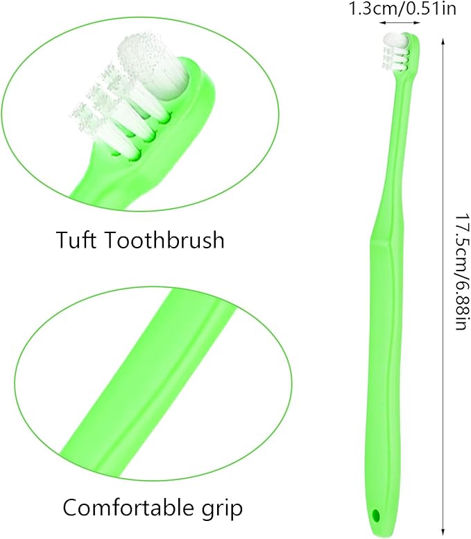 WLLHYF 2 Pieces Tuft Toothbrush Small Head End Tapered Wisdom Interdental Interspace Nursing Soft Tiny Toothbrush Orthodontic Periodontal Dental Products(Green)