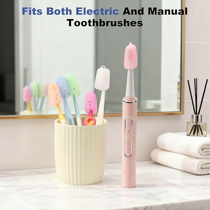 Serqd 6 Pack Silicone Toothbrush Covers, Travel Toothbrush Head Caps for Manual and Electric Toothbrushes, Breathable Hygienic Toothbrush Protector to Keep Toothbrush Fresh and Clean
