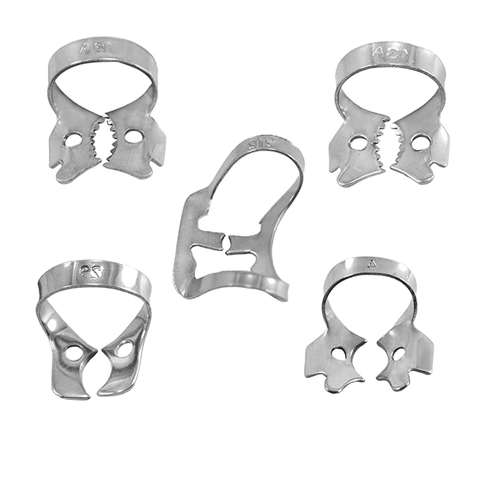 MEDSPO Professional Dental Rubber Dam Clamps | Endodontic Hygenic Brinker Universal Retractors| Tissue Gingival Lower Molars | Restorative Instruments Tools CE (Set of 10 Clamps)