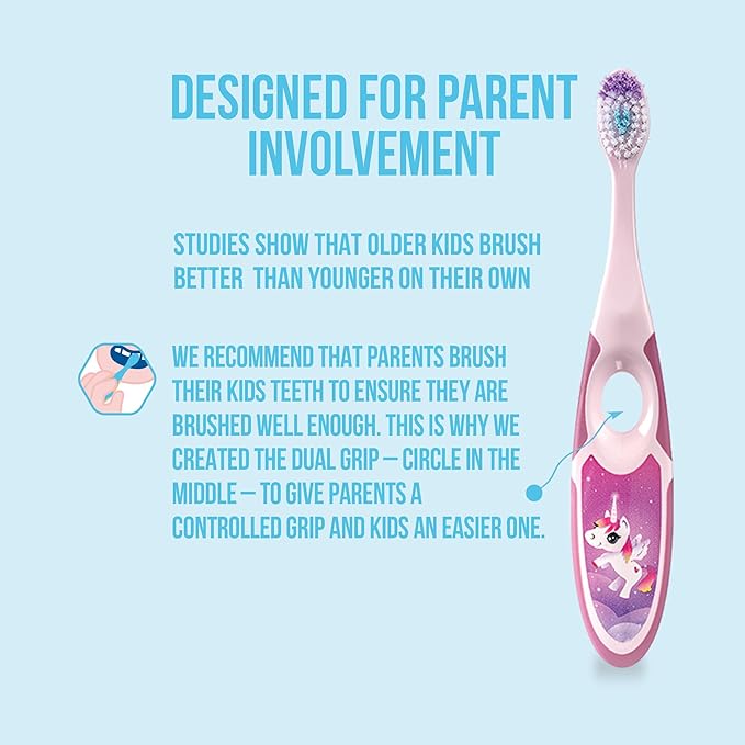 Jordan* Step 2 Kids Toothbrush, 3-5 Years, Soft Bristles, BPA Free (4 Pack) Pink & Yellow