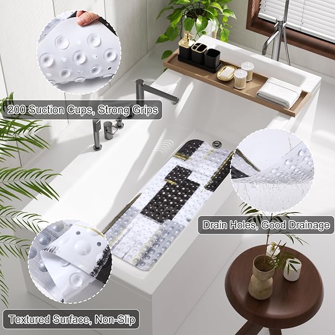 Bathroom Accessories Set - 26PCS Black Bathroom Set, Bathroom Accessory Set with Shower Curtain and Rugs and Bathtub Mats for Home