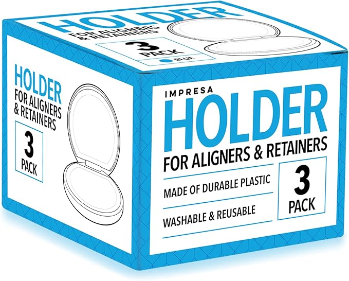 IMPRESA 3-Pack Slim Dental Appliance Case - Secure Pocket Retainer Case - Ming Solid Plastic - Clasp Closure & Textured Liner - Easy-Open Travel Storage