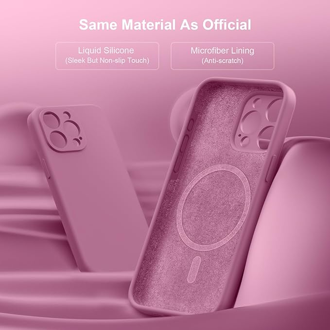 Magnetic for iPhone 15 Pro Case, Compatible with MagSafe, with 9H Nano Screen Protectors, Full Camera Protection, Silicone Shockproof Microfiber Lining Phone Case 6.1", Lilac Purple