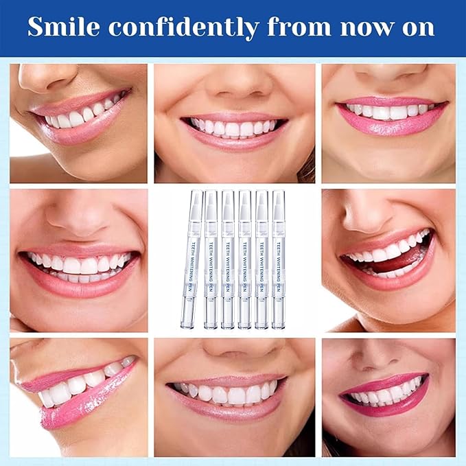 Teeth Whitening Pen - (6 Pack) Professionally Stain Removal Teeth Whitening Gel Formula,No Sensitivity, Enamel Safe, Travel-Friendly Teeth Whitening Gel Pen, Gentle Formula （Transparent）