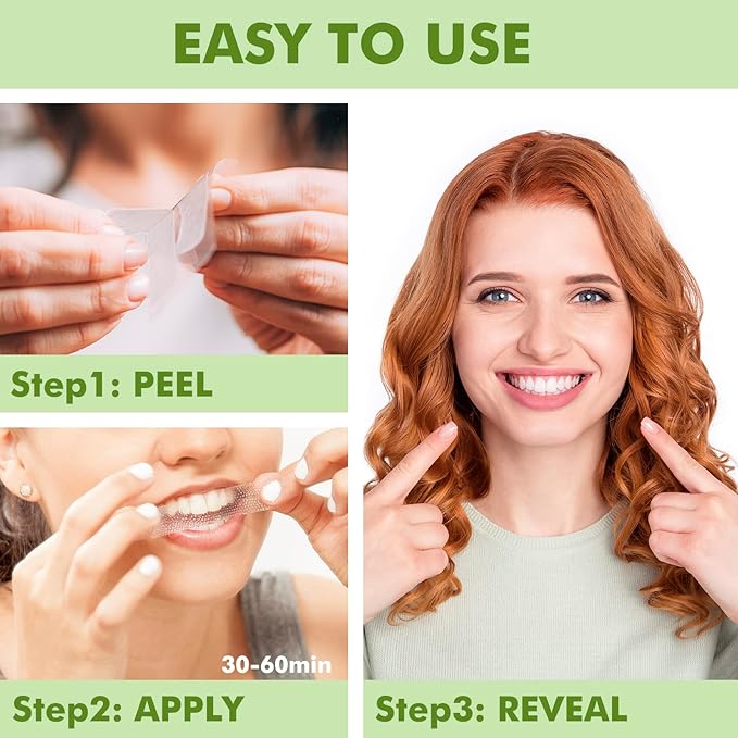 Teeth Whitening Strips 7 Treatments, Sensitivity Free Enamel Safe, Fast Teeth Whitening Kit, Dentist Recommended Remove Coffee Tea Smoking Stains
