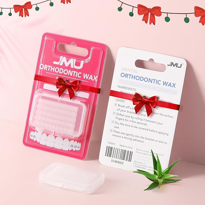 JMU 10 Pack Orthodontic Wax for Braces, 500 Precut Wax Dots, Strawberry Flavored for Fresh Breath, Safe for Sensitive Teeth & Braces Care