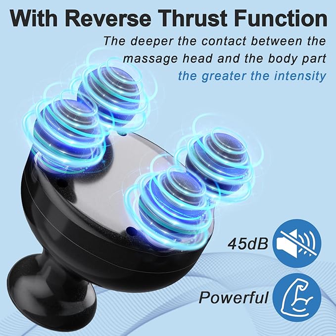 DEITY 4 Heads Handheld Massage Gun Deep Tissue, Electric Body Massager, Percussion Muscle Massager for Easing Shoulder and Back Tension, with Reverse Thrust Function, Gift for Families Friends
