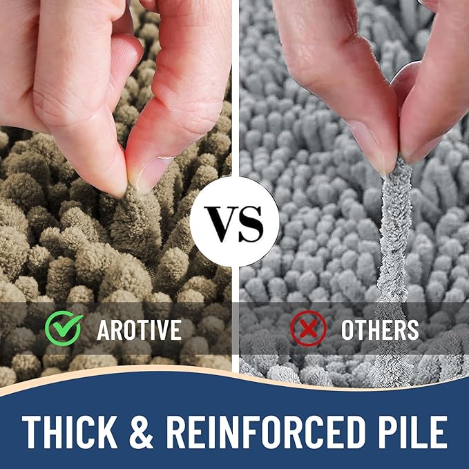 Arotive Luxury Chenille Bathroom Rug Mat, Extra Soft Thick Absorbent Shaggy Bath Rugs, Non-Slip Machine Wash Dry, Plush Bath Mats for Bathroom, Shower and Tub, 34x21, Camel
