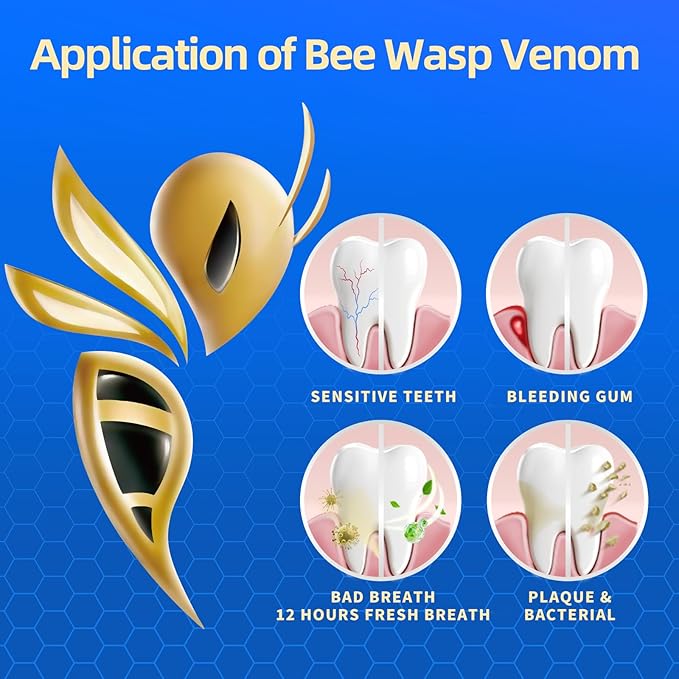 3-Pack 7X Turbo Whitening 18% Nano Hydroxyapatite Bee Wasp Venom Toothpaste for Remineralizing Enamel Repair,Sensitive Relief,Anti-Gingivitis,Anti-Cavity,Anti-Plaque -150 MIN Fresh Breath
