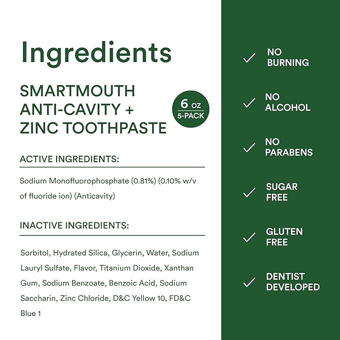 SmartMouth Premium Toothpaste for Elite Oral Health Protection, 6 oz Each, 5 Pack