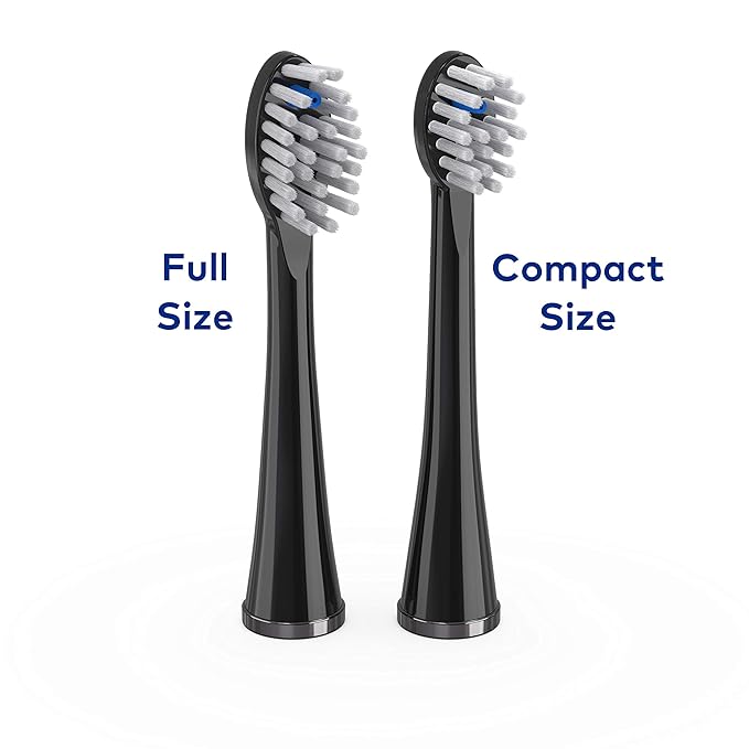 Waterpik Genuine Compact Replacement Brush Heads With Covers for Sonic-Fusion Flossing Toothbrush SFRB-2EB, 2 Count Black