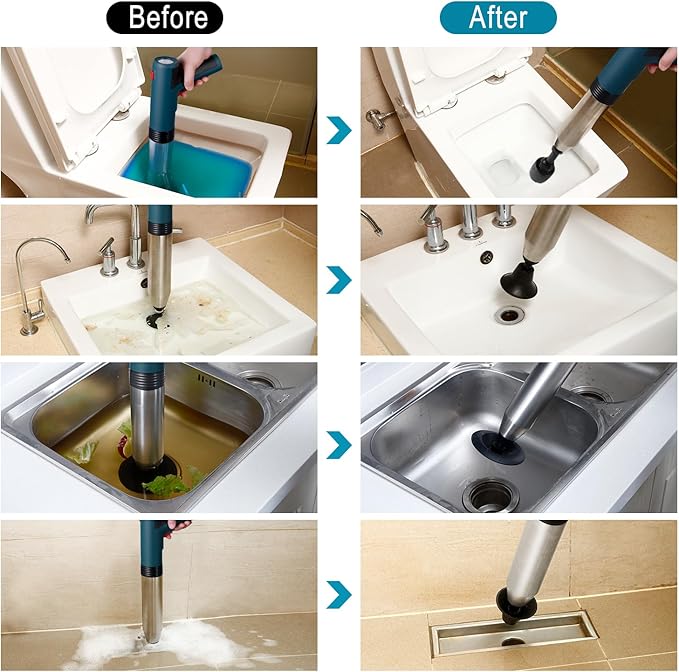 Electric Toilet Plunger ，Hair Drain Clog Remover,High Pressure Air Toilet Plungers, Heavy Duty Plunger For Toilet,Drain,Bathroom,Floor Drain,Sewer,Pipe，built-in battery, BLUE