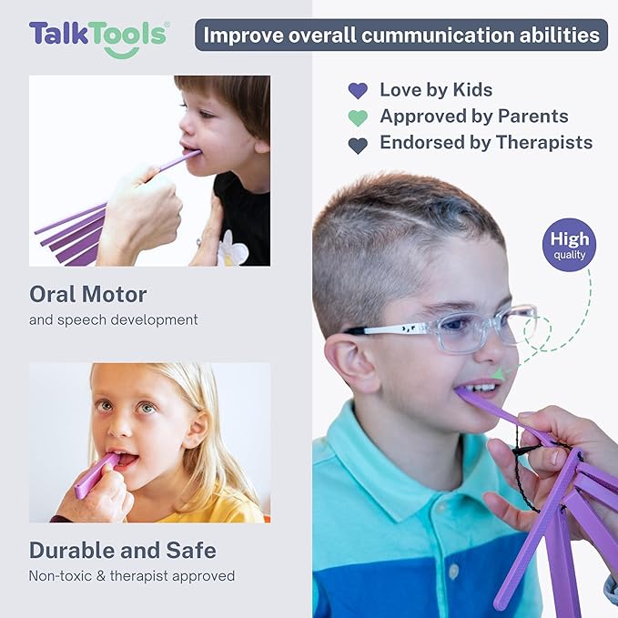 TalkTools Dental Bite Blocks Kit - Jaw Grading for Optimal Oral Motor Skills Development | Suitable for Kids and Adults Seeking Enhanced Jaw Stability and Control - Purple (2 Pack)