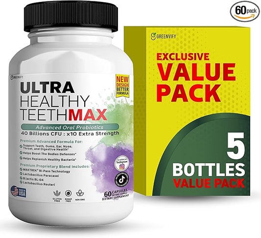 Ultra Healthy Teeth Max Probiotic Supplement, 40 Billion CFU, 60 Capsules, Advanced Oral Health Formula (5)