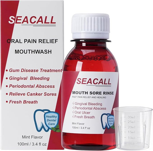 Oral Rinse Mouthwash - Mouth Rinse Help Canker Sores & Gingival Bleeding Treatment - Fresh Mild Mint (100ml/3.4 Fl oz)