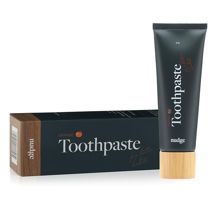 Nudge 10% Nano Hydroxyapatite Toothpaste, Remin+ Formula with Vitamin E, Fluoride-Free, SLS-Free, Helps Remineralize Enamel, Supports Dry Mouth Relief and Sensitive Teeth, Orange, 4 oz