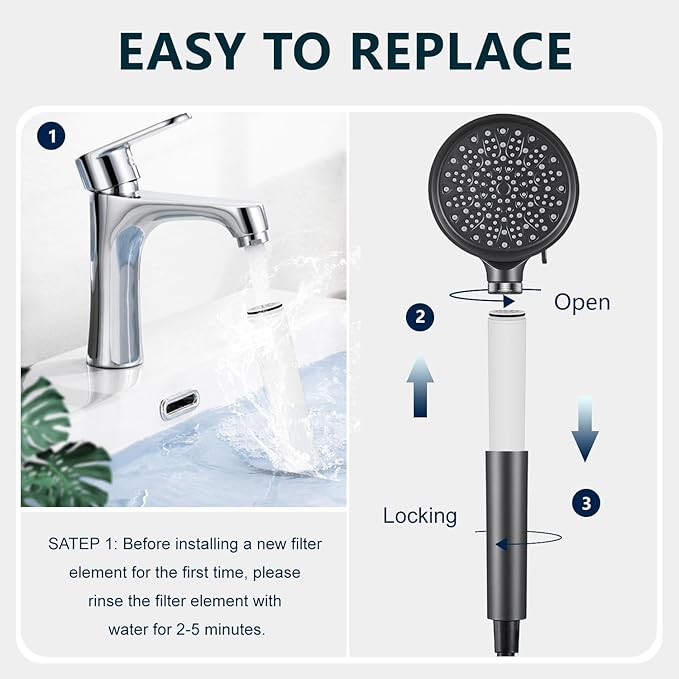 AWO 3 PACK Replacement Shower Head Filter Cartridge Compatible with Cobbe Handheld Showerhead,Multi Stage Shower Filtration Systems for Hard Water Reduces Chlorine,Fluoride and Harmful Substance