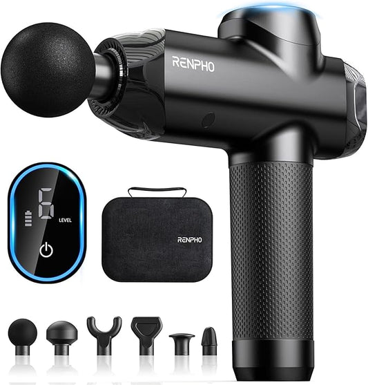 RENPHO Massage Gun Deep Tissue with 12mm Amplitude, FSA Eligible HSA, Valentines Birthday Gifts for Women Men, Percussion Muscle Massager, Portable Electric Handheld Massage Gun with LED Touch Display