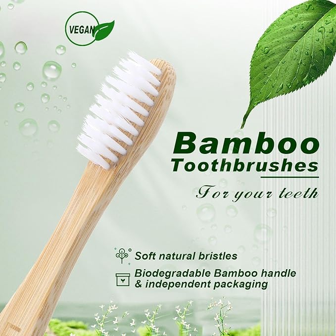 Sieral 120 Pcs 120 Pcs Bamboo Toothbrushes Bulk Soft Bristle Individually Wrapped Travel Toothbrush Eco Friendly Natural Wooden Tooth Brush for Kid Adult Home Travel Use, 7.5 Inch, 12 Colors (Letter)