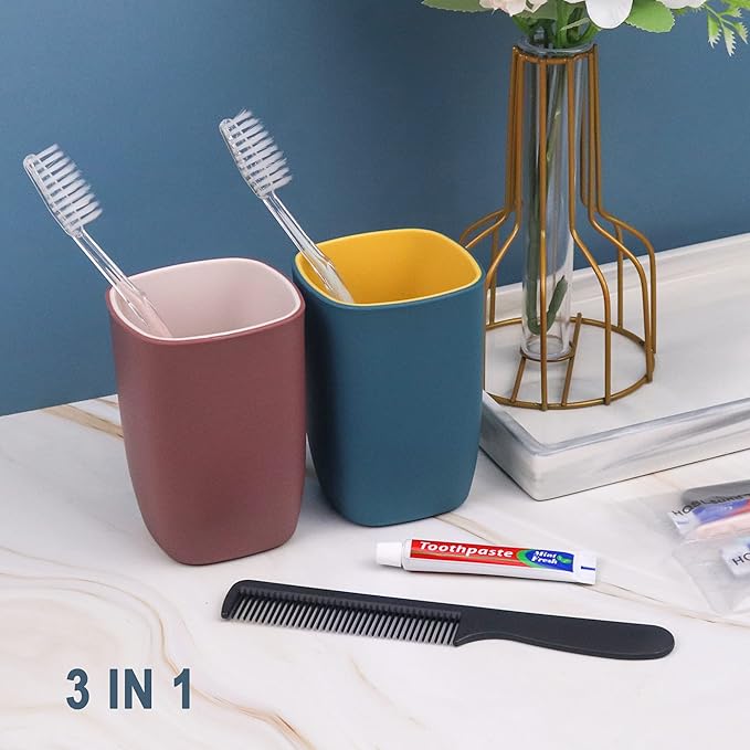 HQSLsund 50 Pack Disposable Toothbrushes with Toothpaste and Comb for Homeless Individually Wrapped,10g Travel Toothpaste,7inch Black Hair Comb, Toothbrush for Hotel,AirBnb,Shelter,Charity