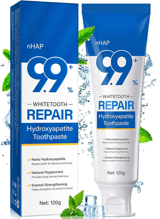 Hydroxyapatite Toothpaste 9.9%, Nano Hydroxyapatite Toothpaste (Fluoride Free) for Enamel Protection and Tooth Strengthening –Gentle Mint, Fresh Breath, Daily Use for Oral Care