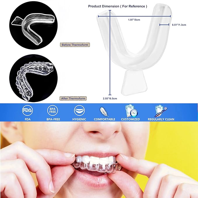 4PCS Dental Trays for Whitening Teeth, Thin Thermoform Moldable Mouth Trays for Teeth Whitening, Teeth Whitener Trays Kits Mouth Guard Care Oral Hygiene Tooth Tool