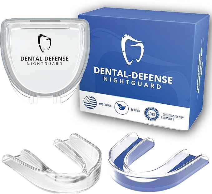 Mouth Guard for Grinding Teeth at Night, Dental Guard for Sleeping at Night, Night Guard for Bruxing and Clenching, Nighttime Protection for Teeth, Premium Tech and Clear Comfort 2 Pack