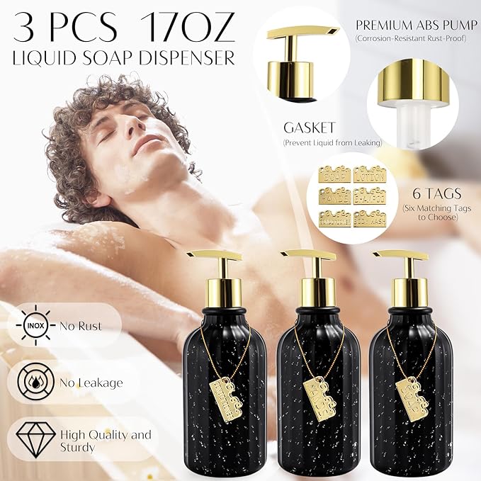 32PCS Bathroom Set Bathroom Sets with Shower Curtain and Rugs Black Bathroom Accessories,Shower Curtain Set,Bathroom Rug Set with Bathroom Trash Can