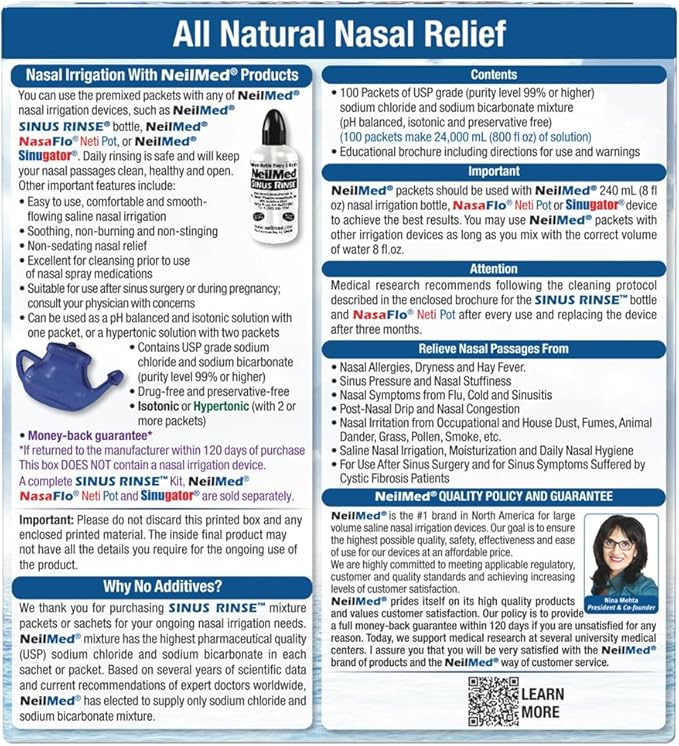 NeilMed Sinus Rinse Premixed Refill Packets 100 ct.