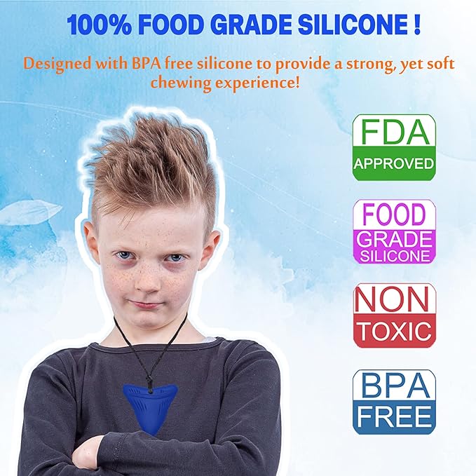 Chew Necklaces for Sensory Kids, Sensory Toys for Kids with Autism, ADHD, SPD, Chewing, Autism Sensory Products Reduce Adult Anxiety Fidgeting