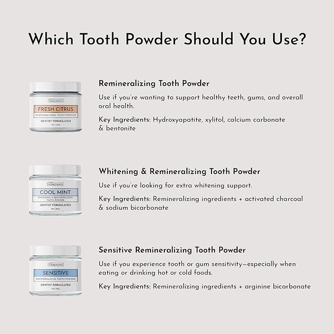 Remineralizing Tooth Powder – Fluoride-Free Oral Care – Gently Cleans & Whitens – Supports Strong Teeth & Fresh Breath – Vegan, Non-GMO, Made with Clean Ingredients (Regular, Fresh Citrus)