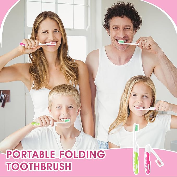 Ouligay 2Pcs Folding Portable Soft Toothbrushes - Small, Foldable Travel Toothbrush for Camping & Hiking
