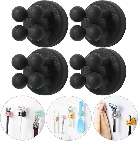 Razor Holder Shaver Hook Hanger Stand - 4Pcs Silicone Toothbrush Holders for Shower Wall Mounted Self Adhesive Cute Utility Bathroom Kitchen Organizer Storage Hook for Hanging Loofah Towel Tooth Brush