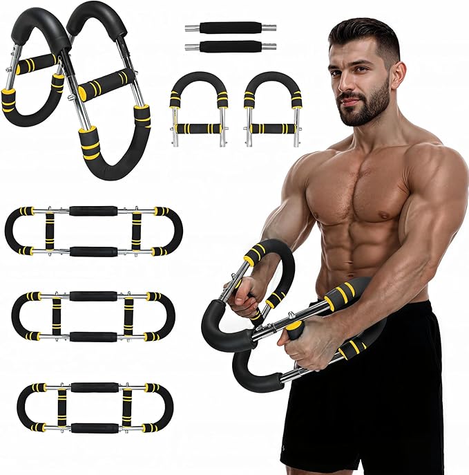 Twister Arm Trainer, Adjustable Chest Workout Equipment for Men & Women, Home Gym Strength Trainer, Muscle Builder & Strength Training for Arms, Chest (Black-Yellow, 40-60lb)