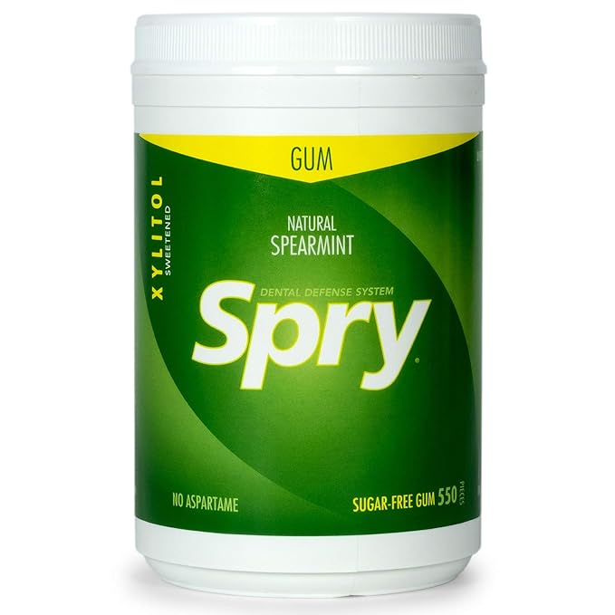 Spry Fresh Natural Xylitol Chewing Gum Dental Defense System - Aspartame-Free, Sugar-Free, Non-GMO, Gluten-Free (Variety Pack, 550 Count - Pack of 4)