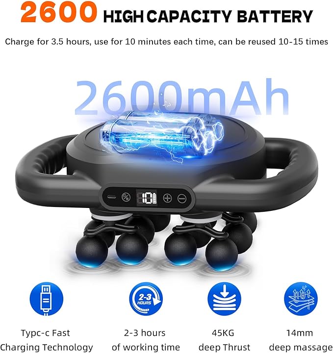 AdamPark 12-Head Massage Gun Set, Deep Tissue Back Massager Muscle Massager Tool Quiet Muscle Massage Gun for Full Body Muscle Pain Relief, Ideal Gifts for Women, Men, Mom, and Dad