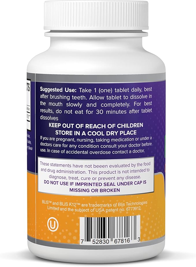 Oral Probiotic Supplement with BLIS K12 4 Billion CFU - Doctor Formulated 30 Day Supply Bottle for Bad Breath, Strep, Cavities, Gum and Oral and Dental Health - Sugar Free - USA Made - 24 Pack