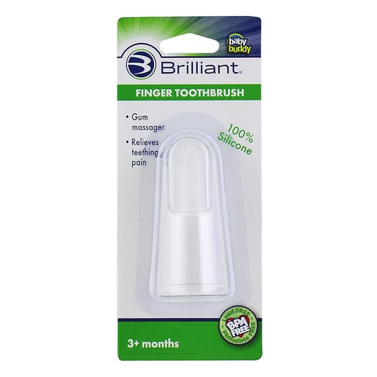 Brilliant Baby Finger Toothbrush - Silicone Gum Massager and Teether Brush for Babies and Toddlers - 3 Months Old and Up, Newborn Essentials for Cleaning Infant Gums, Clear, 1 Count (00551C)