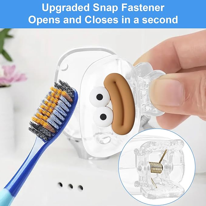 Upgrade Travel Toothbrush Head Covers Toothbrush Protector Cap Brush Pod Case Protective Portable Plastic Clip for Household Travel, Bathroom, School, Camping, Business (S, 4 Pack)