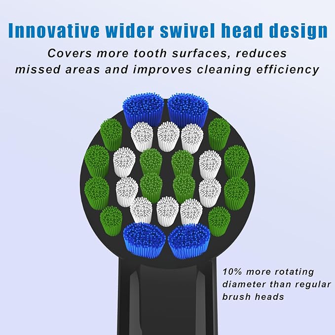 Replacement Toothbrush Heads Compatible with Oral B Braun Pro 500, 1000, Genius X, Smart 1500 Series, 8 Pack Professional Electric Toothbrush Heads, White+Black