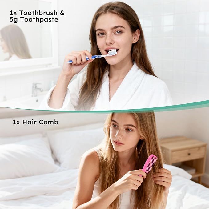 Disposable Toothbrushes with Toothpaste and Comb in Bulk, Individually Wrapped Soft Bristle Travel Size Basic Hygiene Kits, for Travel Hotel Camping Charity Homeless Shelter Donation in 5 colors (200)