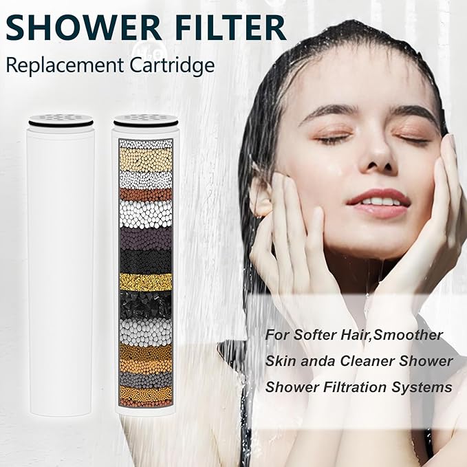 AWO 2 PACK Replacement Shower Head Filter Cartridge Compatible with Cobbe Handheld Showerhead,Multi Stage Shower Filtration Systems for Hard Water Reduces Chlorine,Fluoride and Harmful Substance