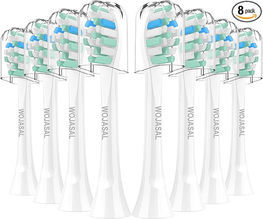 Replacement Brush Heads Compatible with Philips SoniCare Electric Toothbrushes, Dupont Bristles for Effective Cleaning, Snap-on System, 8 Pack, White